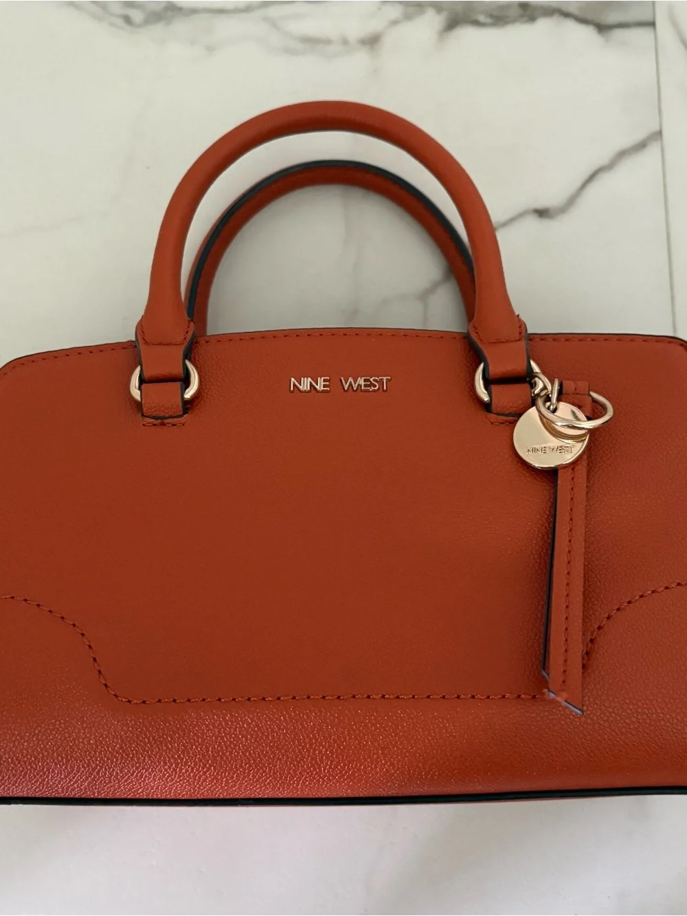 Nine West Orange Structured Satchel with Charm